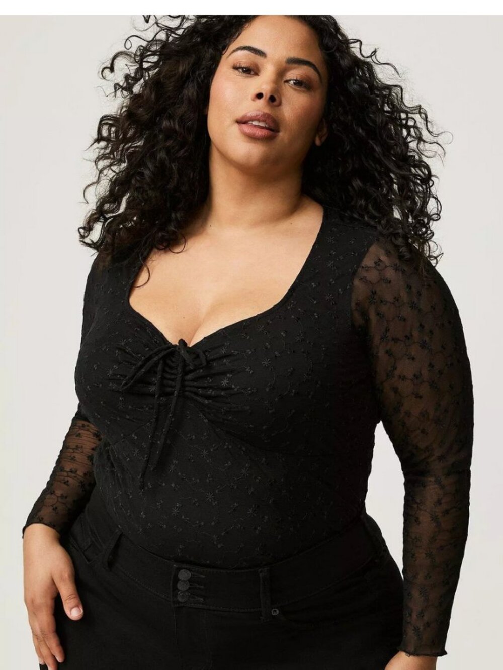 Torrid 2 Whimsigoth Black Mesh Lace Dark Romantic Top